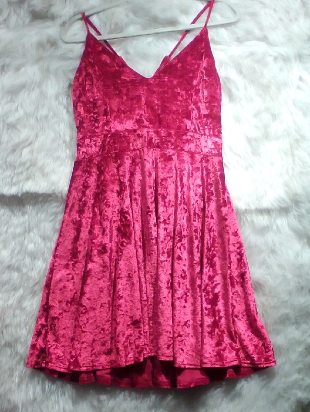 R.Vioimos. Red Velvet Mini Dress with Spaghetti Straps
